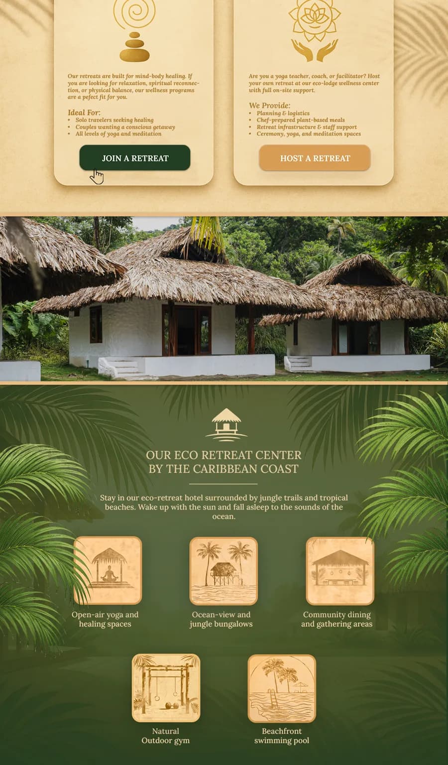 Brisa Bahía retreat center website wireframe slice 02