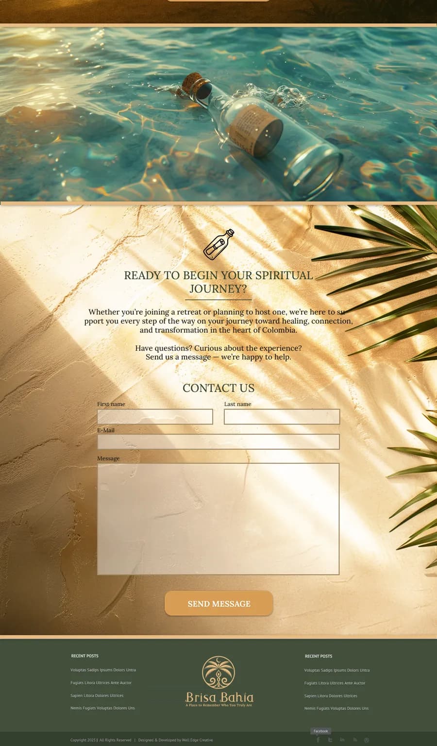 Brisa Bahía retreat center website wireframe slice 06