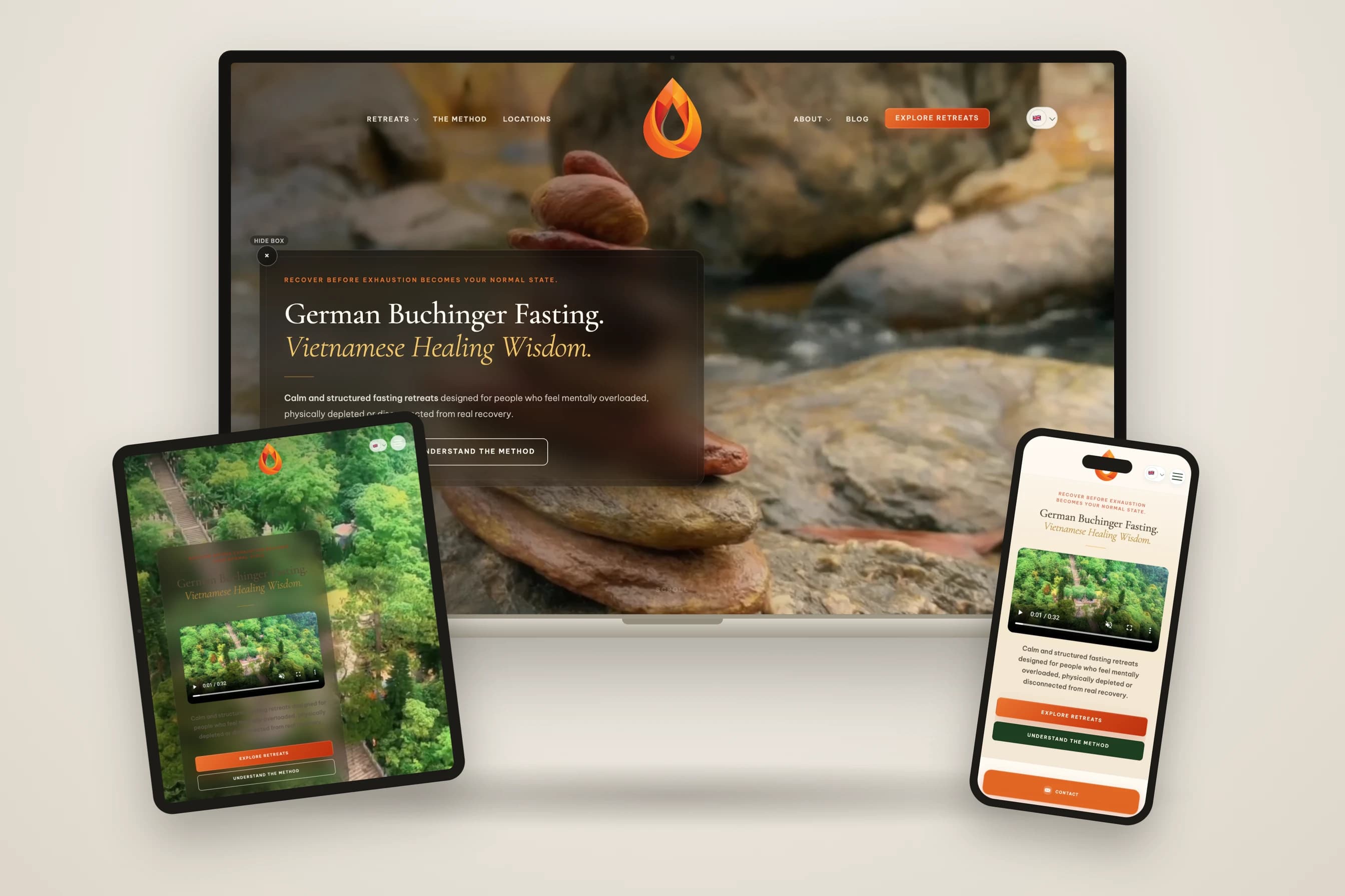 The relaunched Vietnam Detox homepage shown on desktop, tablet and mobile devices