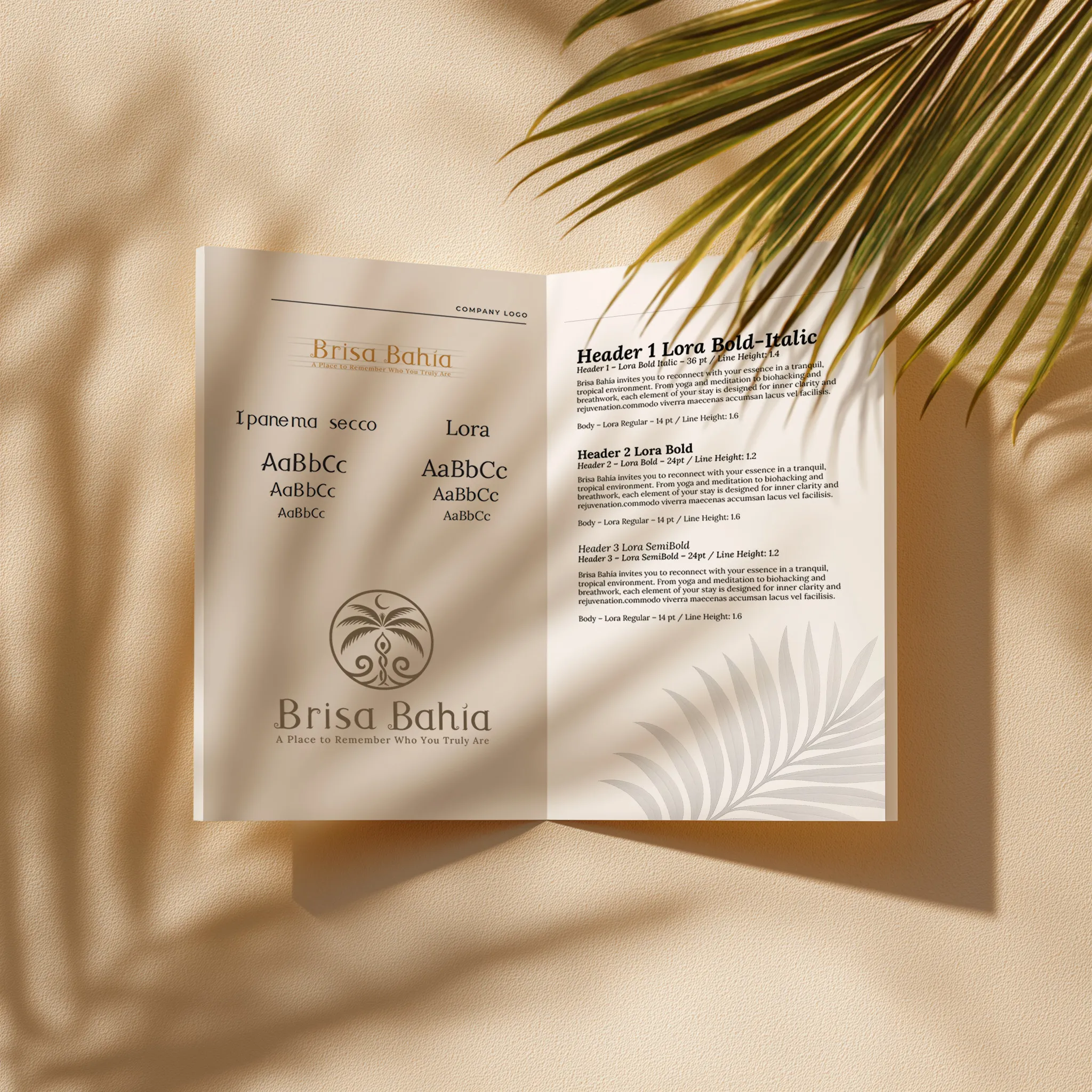 Typography pairing for Brisa Bahía retreat center brand